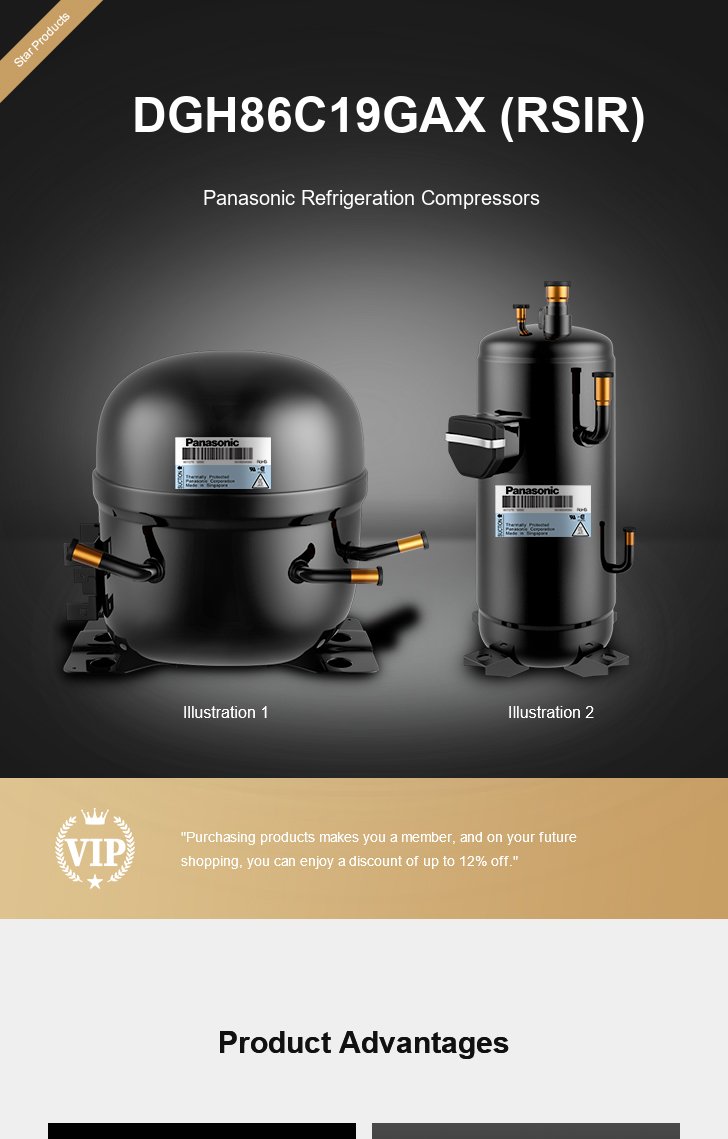 Panasonic Compressor DGH86C19GAX (RSIR), technical parameters pdf, structure diagram